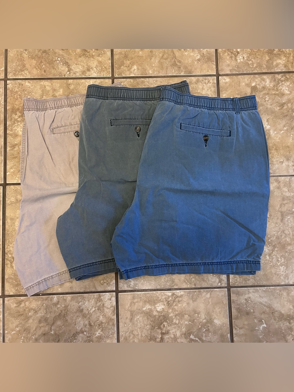 3 Pairs of Saddlebred Men's Shorts in Khaki, Gray, and Blue